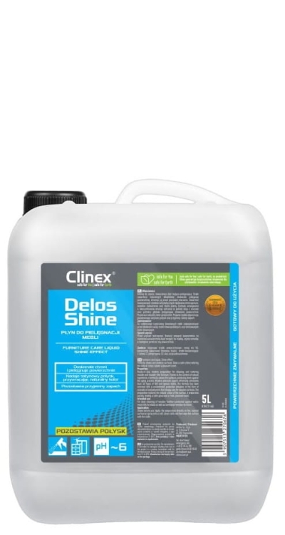 CLINEX Delos Shine - 5L - Płyn do pielęgnacji mebli (pozostawia połysk).jpg