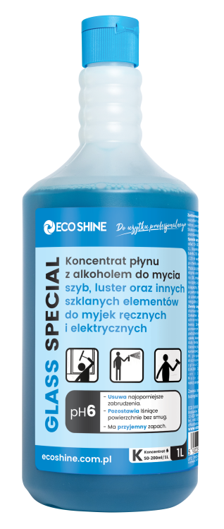 ECO SHINE GLASS SPECIAL - 1L - Koncentrat płynu z alkoholem do mycia szyb.png