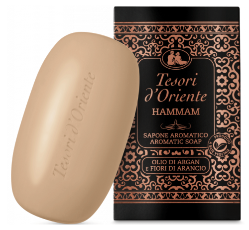 Tesori d'Oriente Sapone Hammam - 125g - Mydło kostka Argan i Pomarańcza.png